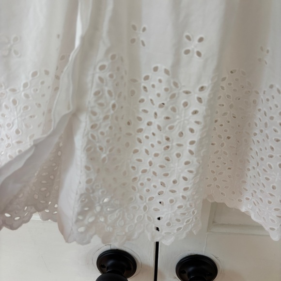 ULLA JOHNSON Gemma Shirt Dress Cowrie White Eyelet Statement Colla Size 6 Medium - Picture 10 of 16